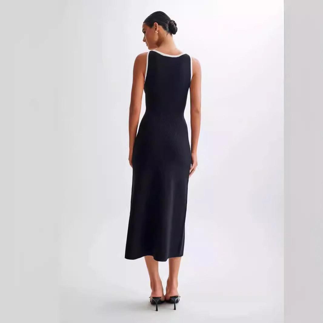 Fashion Black Women's Elegant Woolen Dress