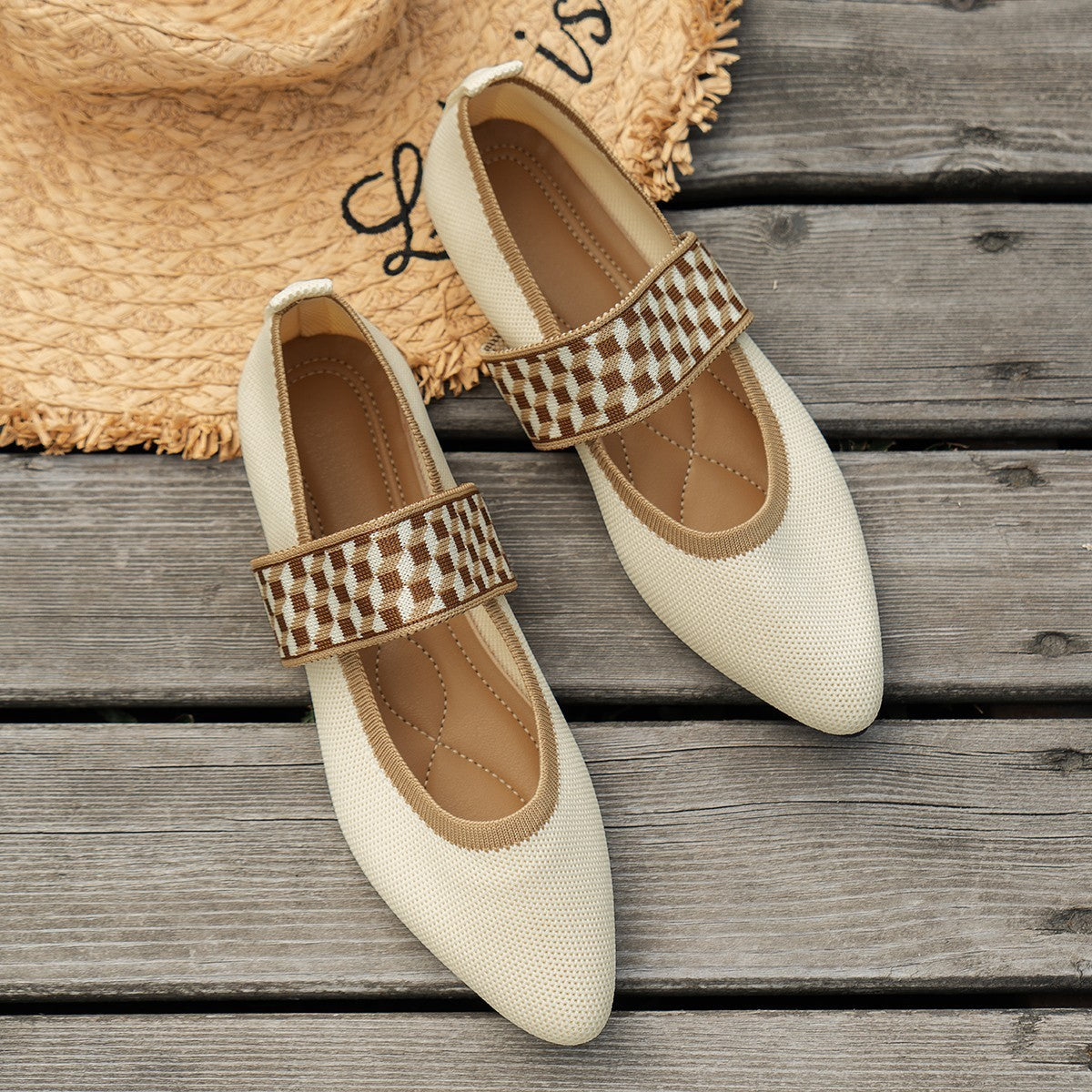 Striped Flats Shoes Fashion Casual Pointed Toe Loafers Lazy Shoes For Women