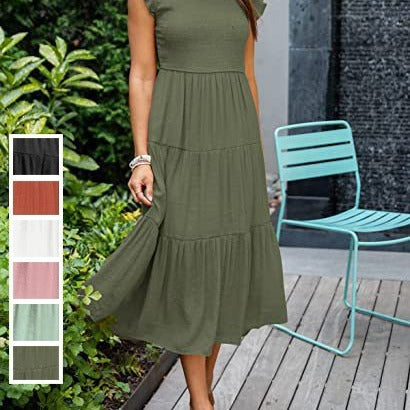 Bohemian Midi Short Sleeve Dress