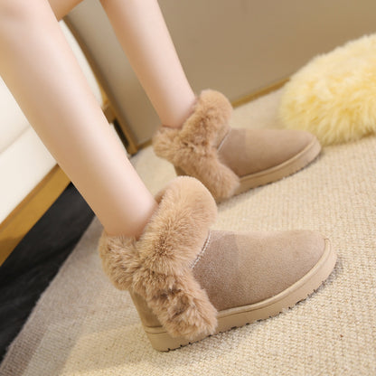 Snow Boots For Women Students Winter Warm Slip On Fluffy Platform Comfy Fleece Ankle Boots Non-slip Plush Cotton Shoes