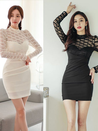 Women's  Pure Desire Style Mesh Patchwork Skirt Dress