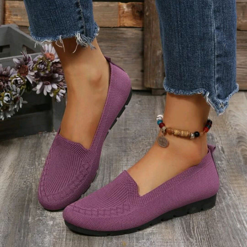 Casual Mesh Flats Shoes Fashion Solid Color Round Toe Loafers Cozy Lazy Shoes